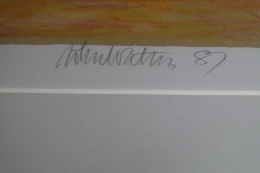 John Watson, lithograph, Interior with flowers, signed, 3/250, 65 x 49cm